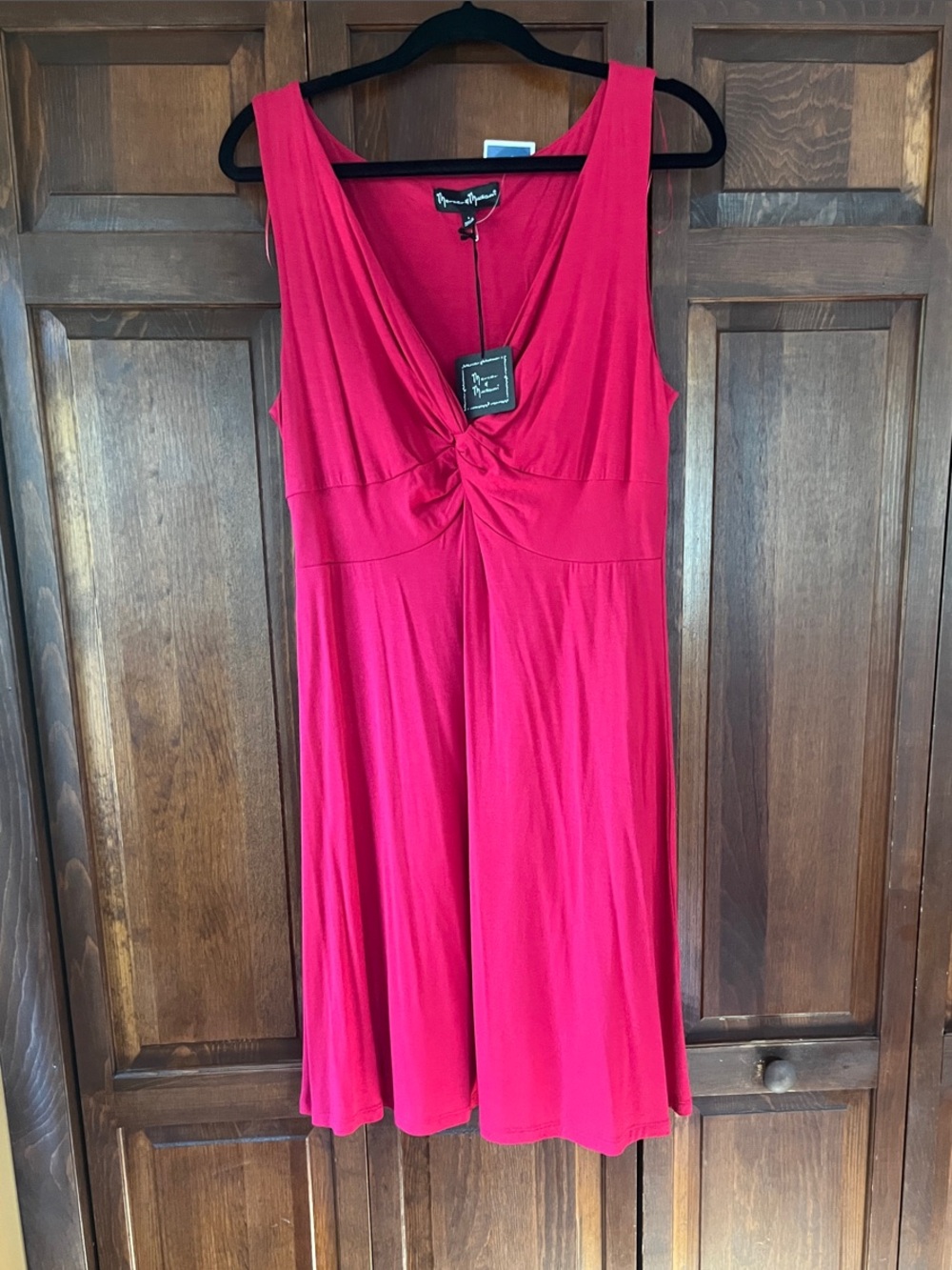 mercer & madison Sleeveless Twist-Front RED Midi Dress